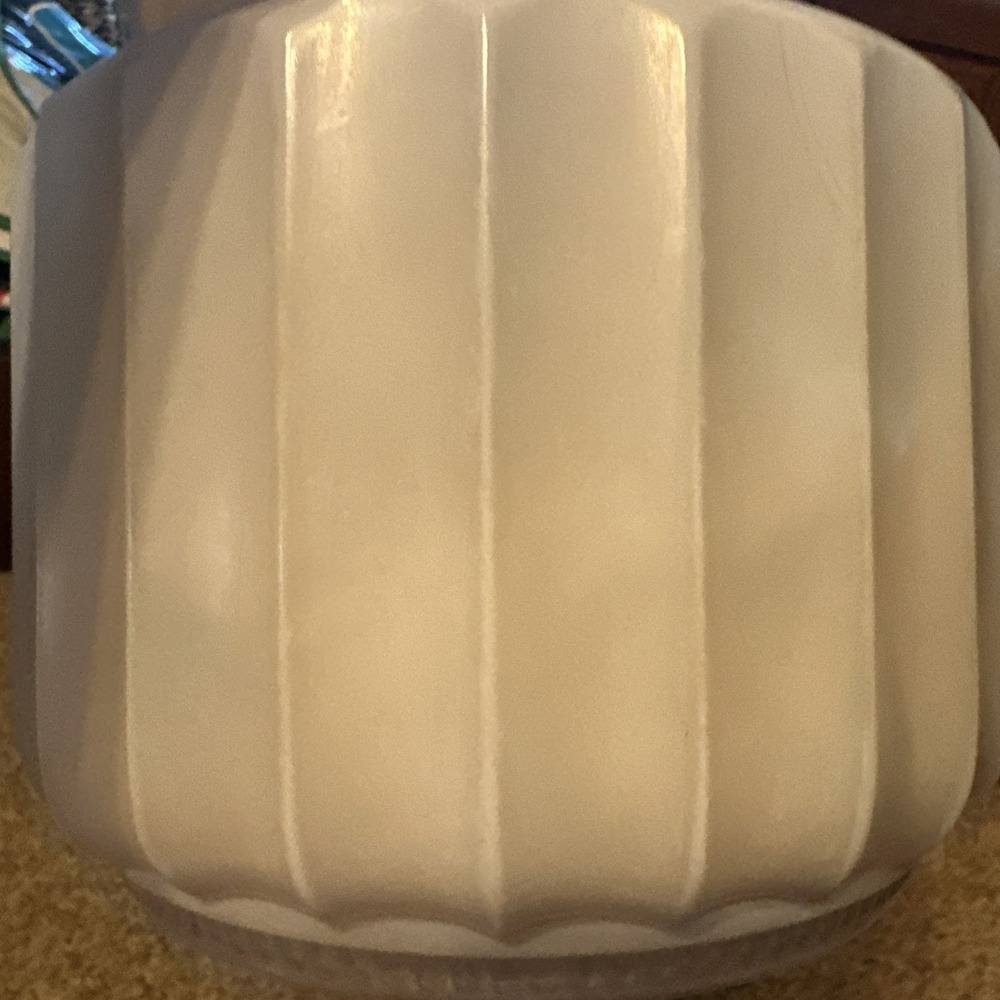 Vintage White Ribbed Diamond Pattern Glass Globe Fixture